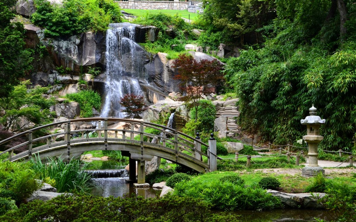 Waterfall in the Japanese Gardens at Maymont in Richmond, VA