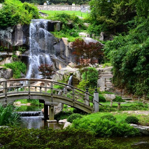 Waterfall in the Japanese Gardens at Maymont in Richmond, VA